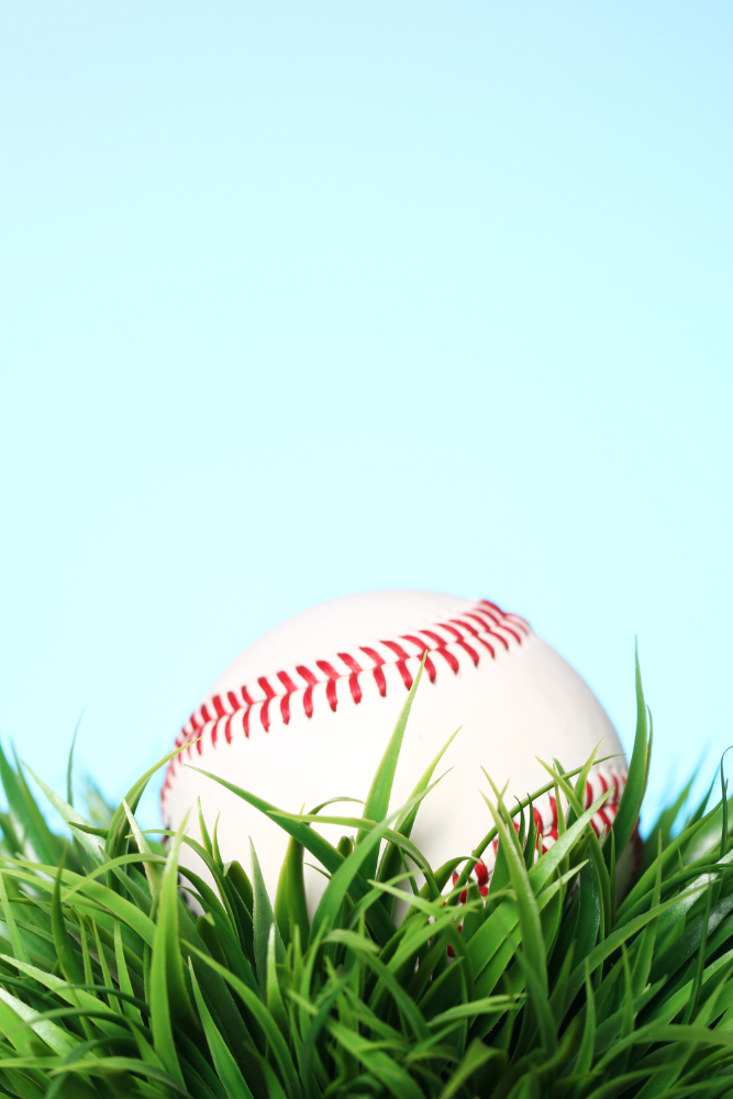 Baseball ball on the grass.